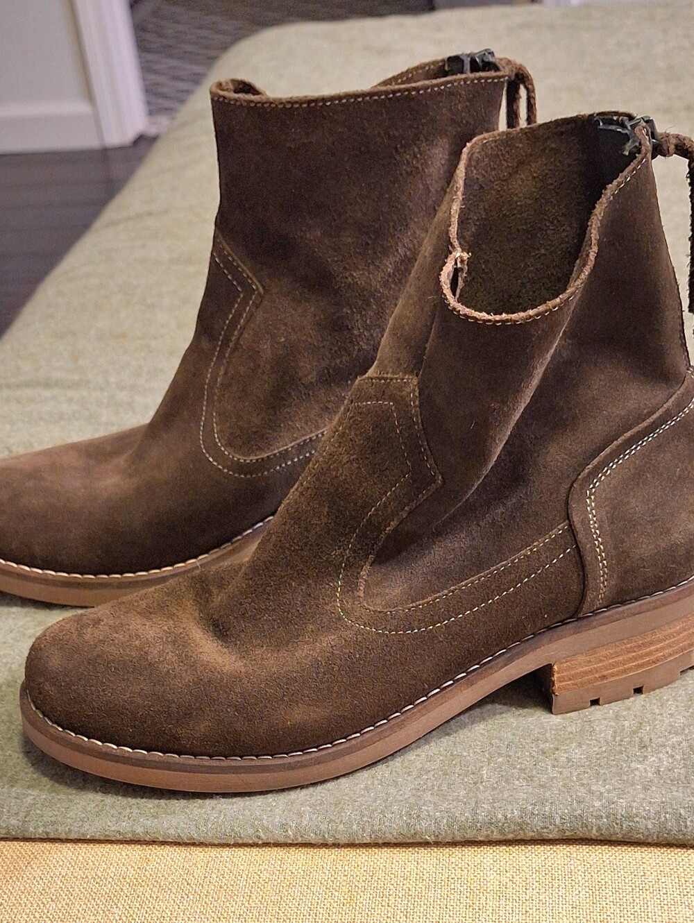 MIA Brown Suede Leather Ankle Boots Women’s Size 9 Moto Western Zip Booties